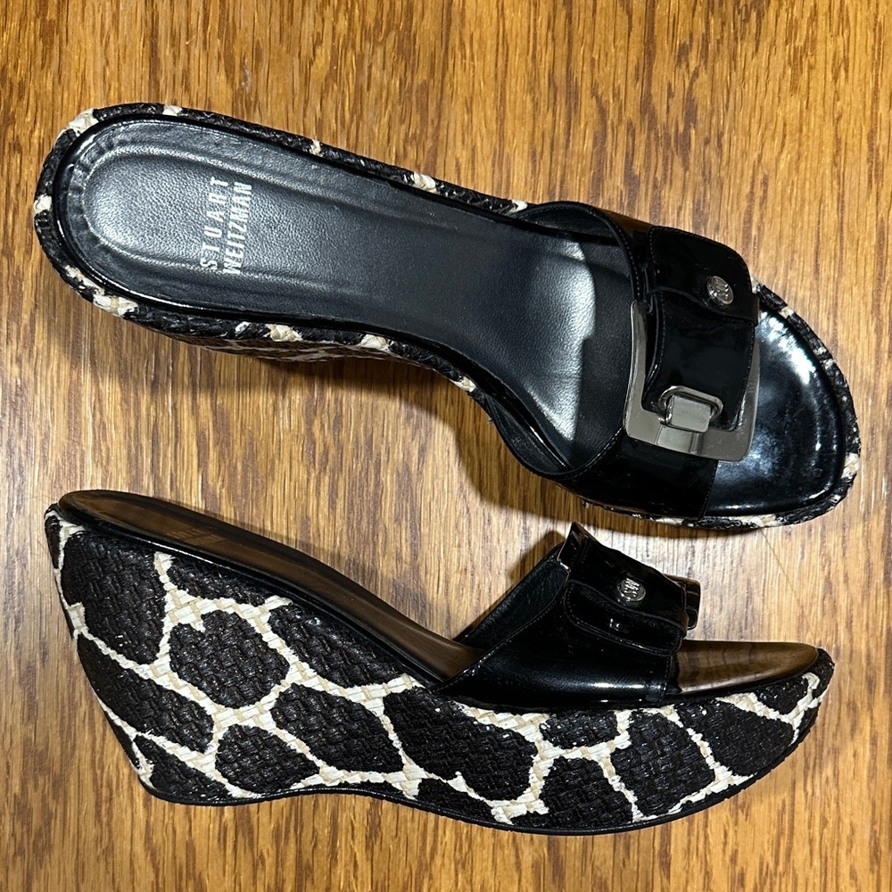 *STUART WEITZMAN* Black x Silver Sandals Size 9.5